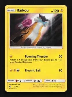 Raikou 32/73 NM Shining Legends English Pokemon Card TCG - Image 1