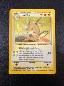 Pokemon WOTC 1999 Fossil Base Set Raichu Holo Rare Vintage Pokemon Card - Image 1