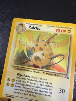 Pokemon WOTC 1999 Fossil Base Set Raichu Holo Rare Vintage Pokemon Card - Image 2