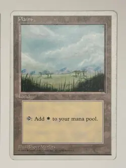 Magic MTG - Plains (Even) - Alternate 4th Fourth Edition Glossy - MP - Image 5