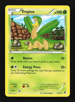 Tropius 5/101 NM Plasma Blast English Pokemon Card TCG - Image 1