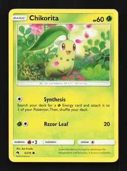 Chikorita 5/214 NM Lost Thunder English Pokemon Card TCG - Image 1