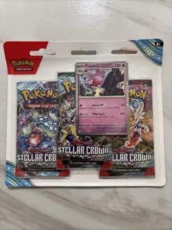 Pokemon Scarlet & Violet Stellar Crown 3-Pack Booster Blister New Sealed - Image 1