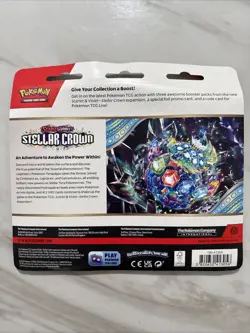 Pokemon Scarlet & Violet Stellar Crown 3-Pack Booster Blister New Sealed - Image 2