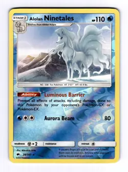 Alolan Ninetales SM - Burning Shadows #28 (2017) Rare Reverse Holo NM Pokemon - Image 1