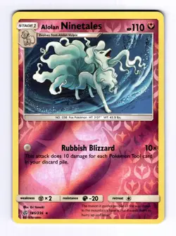 Alolan Ninetales SM - Cosmic Eclipse #145 (2017) Reverse Holo NM Pokemon - Image 1
