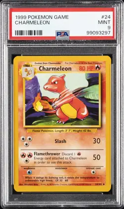 1999 POKEMON BASE SET UNLIMITED #24 CHARMELEON PSA 9 - Image 1