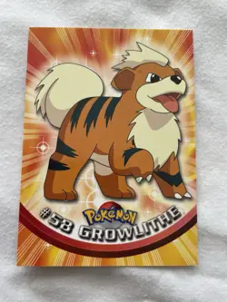 Growlithe #58 1999 Topps Pokemon TV Animation Edition Series 1 Blue Logo - Image 1