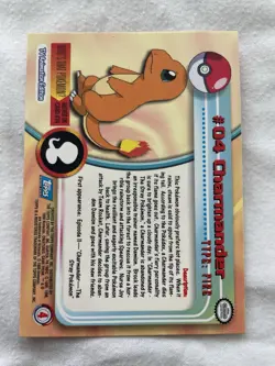Charmander #4 1999 Topps Pokemon TV Animation Edition Series 1 Blue Logo - Image 2