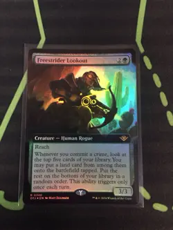 MTG Magic The Gathering Freestrider Lookout Foil OTJ Rare Ext Art Rogue Green - Image 1