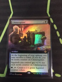 MTG Magic The Gathering Chitterspitter Foil Ext Art Artifact Squirrel Commander - Image 1