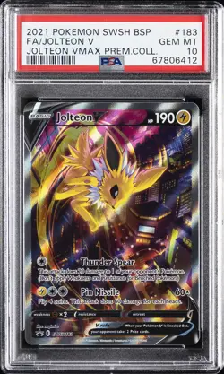 2021 POKEMON SWSH BLACK STAR PROMO #183 FULL ART/JOLTEON V PSA 10 - Image 1