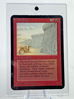 ALPHA - Wall of Stone - HP MTG Magic the Gathering 1993 Card in Magnetic Holder - Image 1