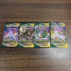 Evolving Skies Pokemon TCG Booster Packs Art Set (4 Packs) Factory Sealed - Image 1