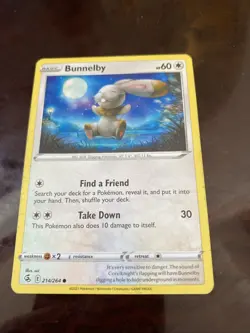 Bunnelby 214/264 Swsh08: Fusion Strike Regular POKEMON TCG CARD - Image 1