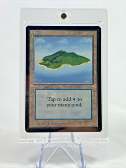 BETA - Island - Played MTG Magic the Gathering 1993 Card in Magnetic Holder - Image 1
