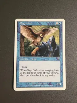 Magic the Gathering MTG Sage Owl (96) Seventh 7th Edition - Image 1