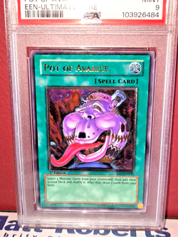 YUGIOH PSA 9 MINT Pot of Avarice EEN-EN037 Ultimate Rare 1st Edition - Image 1