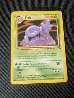 Pokemon TCG Muk Fossil Card 28/62 Unlimited Rare 1999 - Image 1