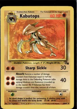 Pokemon Kabutops 24/62 Fossil Non Holo Rare 2 Card Lot LP - Image 1