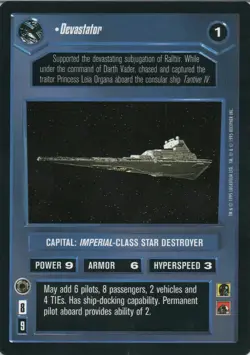 Star Wars Decipher CCG Limited Premiere BB M/NM Devastator Card - Image 1