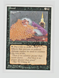 Magic the Gathering ~ MTG ~ 1x Greed ~ SIGNED BY ARTIST ~ 4Ed ~ M/NM - Image 1
