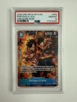 One Piece Card Game TCG Portgas.D.Ace OP08-052 TR PSA 10 - Image 1