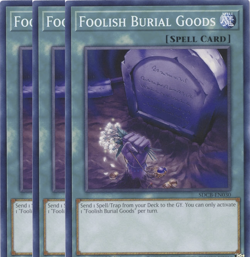 YuGiOh Playset Foolish Burial Goods SDCB-EN030 x3 - Image 1