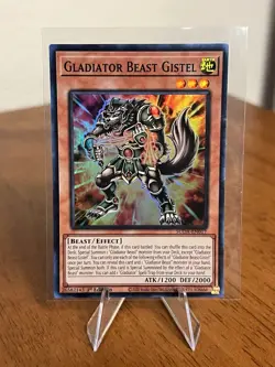 YuGiOh Gladiator Beast Gistel SUDA-EN017 Super Rare 1st Edition - Image 1