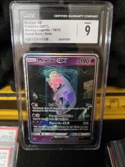Pokemon Mewtwo GX TCG Shining Legends Holo Card 78/73 Secret Rare CGC 9 - Image 3