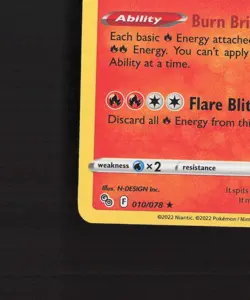 Charizard 010/078 Pokemon GO Holo Rare Stamped Pokemon Card NM - Image 5
