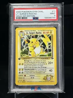 Pokemon Lt. Surge's Raichu Gym Challenge 1st Edition Holo Rare #11 PSA 9 Mint - Image 1