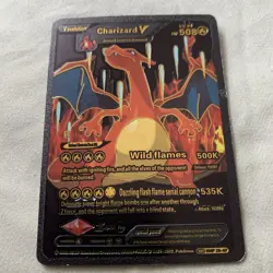 Pokemon Charizard V Evolution 508 HP SMP 26-43 LV 91 Black Foil Fan Art PK1 - Image 1