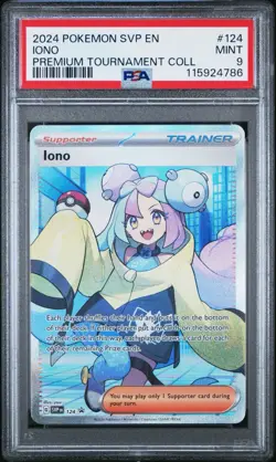 2024 POKEMON SVP EN-SV BLACK STAR PROMO IONO PREM TOURNAMENT #124 PSA 9 - Image 1
