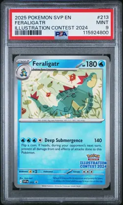 Pokemon TCG Feraligatr SVP 213 Illustration Contest 2024 Black Star Promo PSA 9 - Image 1