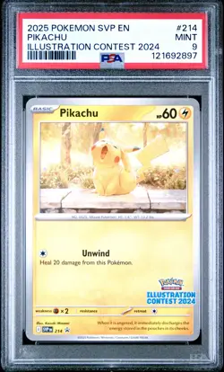2025 POKEMON SVP EN-SV BLACK STAR PROMO ILLUSTRATION CONTEST 2024 PIKACHU PSA 9 - Image 1