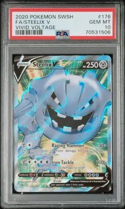 PSA 10 GEM MINT! STEELIX! V FULL ART Holo 176/185 Pokemon Vivid Voltage! - Image 1