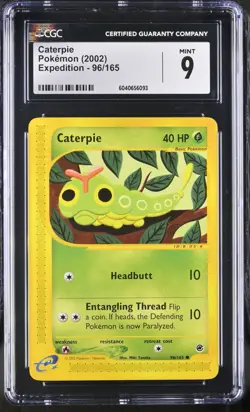 CGC 9 Caterpie 96/165 Expedition 2002 Pokemon Card - Image 1