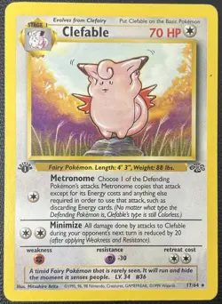 Clefable 17/64 1st Edition Jungle Pokemon Card MP - Image 1