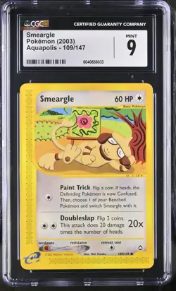 CGC 9 Smeargle 109/147 Aquapolis 2003 Pokemon Card - Image 1
