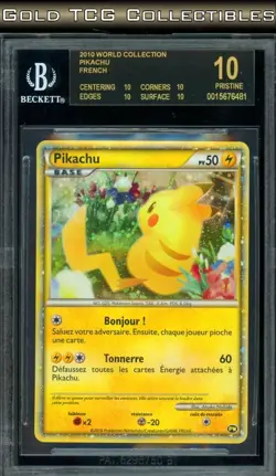 BGS 10 BLACK LABEL ⭐ Pokemon French Pikachu 2010 World Promo Japanese Card - Image 1