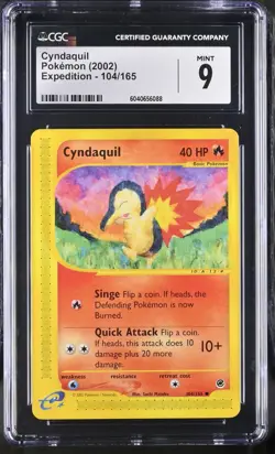 CGC 9 Cyndaquil 104/165 Expedition 2002 Pokemon Card - Image 1