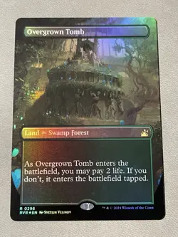 MTG Overgrown Tomb - Foil - Borderless NM-Mint Ravnica Remastered - Image 1