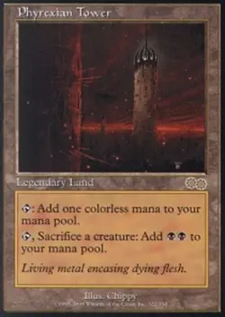 MTG Phyrexian Tower, Urza's Saga, Damaged, English - Image 1