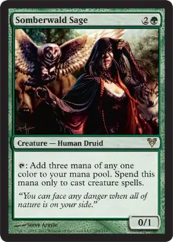 MTG Somberwald Sage - Foil, Avacyn Restored, Heavily Played, English - Image 1