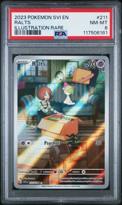 PSA 8 Pokemon Ralts 211/198 Scarlet & Violet Base Set Holo PSA 8 - Image 1