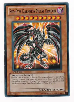 Red-Eyes Darkness Metal Dragon SDDC-EN013 1st Edition Yugioh TCG Card - Image 1