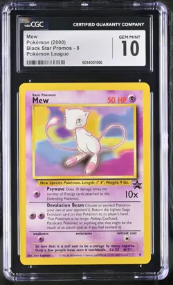 CGC 10 GEM MINT Mew 2000 Black Star Promos 8 Pokemon League Pokemon Card psa - Image 1