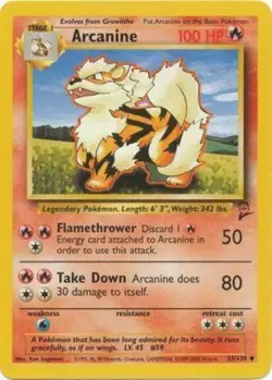 Moderately Played, English Pokemon Regular Arcanine - 33/130 - Uncommon - Unlimi - Image 1
