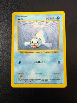 Pokemon WOTC 1999 Base Set Shadowless Seel Rare Vintage Pokemon Card NM - Image 1